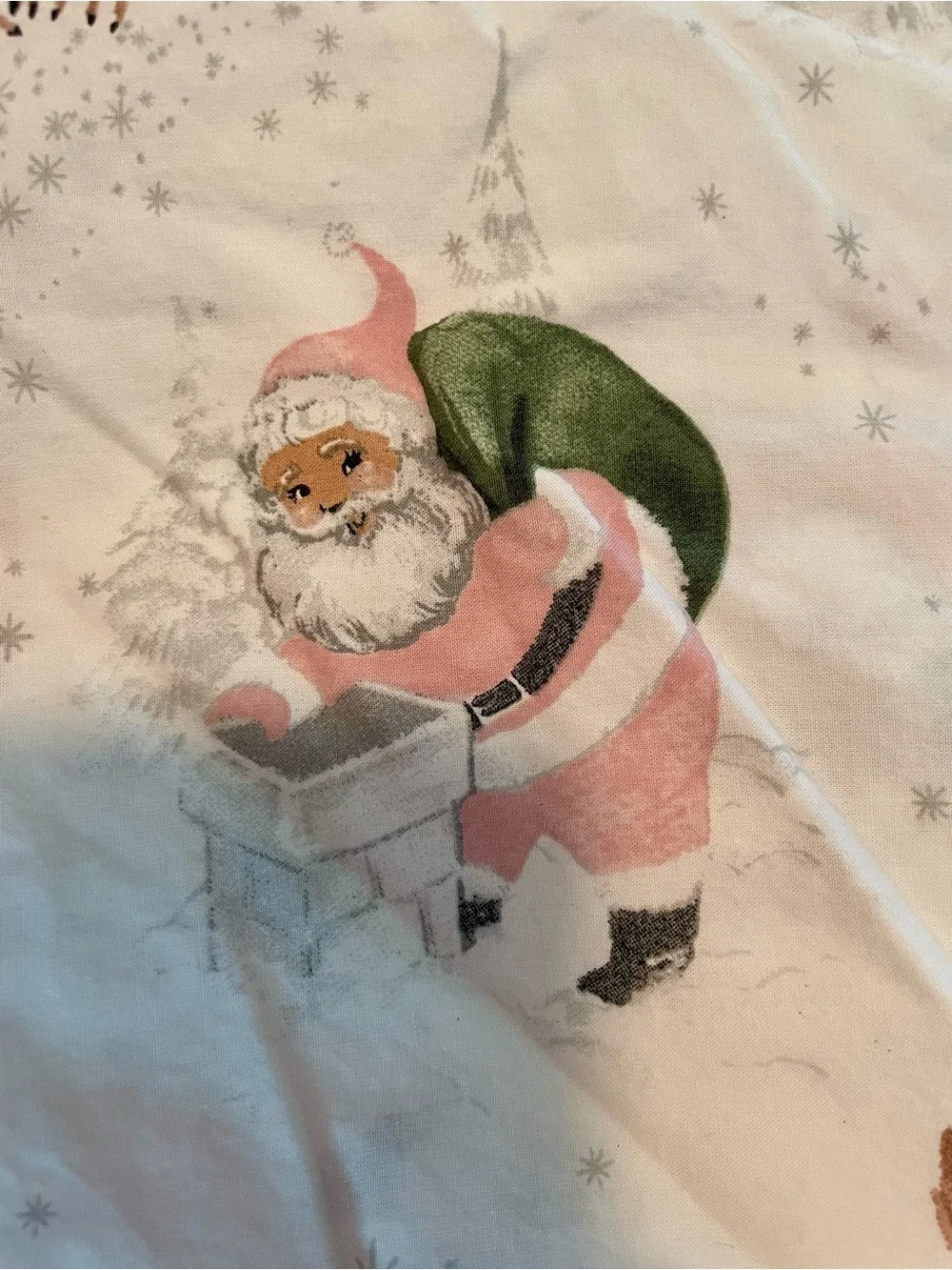 Pottery Barn Kids Heritage Pink Santa & Reindeer Holiday Crib Sheet
